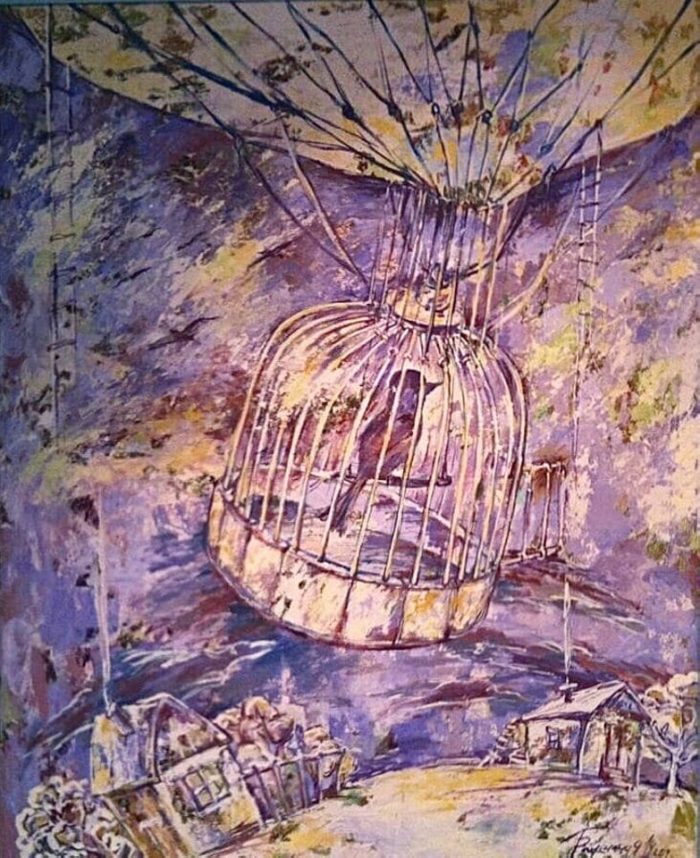 «И в клетке можно летать», Рушания Бадретдинова, 110х80, х.м., серия «Хроники жизни»
